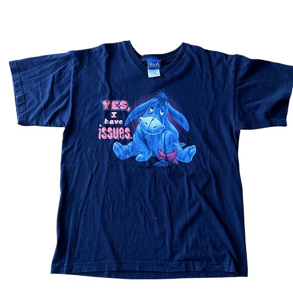 Disney Pooh Vintage Eeyore Yes I Have Issues Bubble Graphic Tee Adult Size Large - Picture 1 of 5